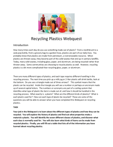 Recycling Plastics Webquest Recycling Plastics Webquest