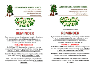 Christmas Party reminder donation letters and party clothes