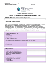 Project licence application form Word