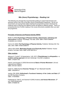 BSc (Hons) Physiotherapy – Reading List