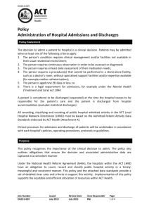 Administration of Hospital Admissions and Discharges