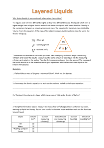 Layered Liquids information and question sheet