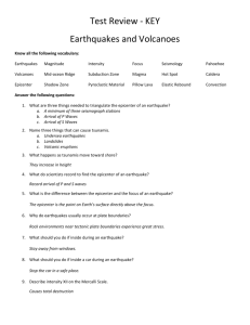 Test Review - KEY Earthquakes and Volcanoes Know all the