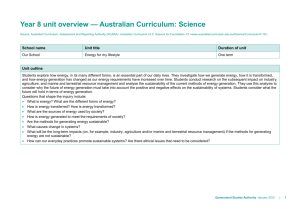 Year 8 unit overview * Australian Curriculum: Science
