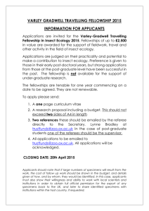 Varley-Gradwell Travelling Fellowship in Insect Ecology 2015