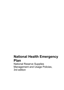 National Health Emergency Plan: National