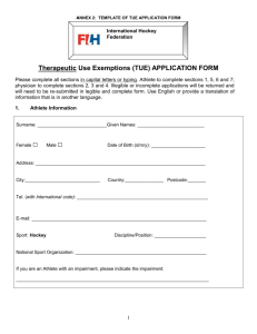 Therapeutic Use Exemptions (TUE) APPLICATION FORM