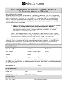 Junior Year Experiential Learning (JYEL) Independent Study Form
