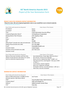 Sample ISE® Project Award Nomination Form