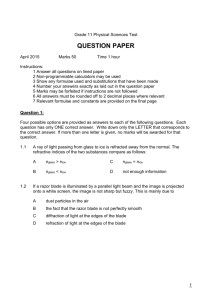 Grade 11 Physical Science Class Test April 2015