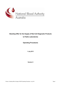Operating Procedures - Supply of Red Cell Diagnostic Products