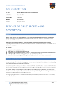 Teacher of Girls` Sports - Oxford International College of Changzhou