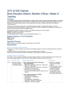 2015-16 SGS Calendar Music Education (Stream), Bachelor of