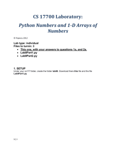 Python Numbers and 1-D Arrays of Numbers