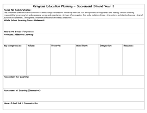 Religious Education Planning ~ Sacrament Strand Year 3