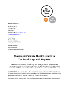Shakespeare`s Globe Theatre returns to The Broad Stage with King