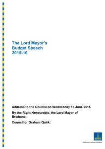 Lord Mayor`s Budget speech 2015-16