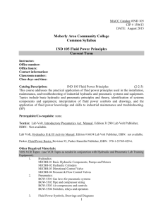 IND 105 Fluid Power Principles - Moberly Area Community College