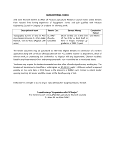 NOTICE INVITING TENDER Arid Zone Research Centre, D.I.Khan of