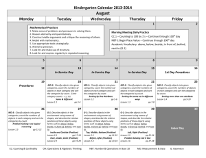 Kindergarten Calendar 2013-2014