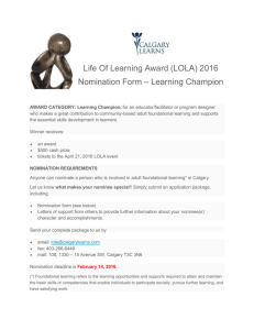 Nomination package for Learning Champion.