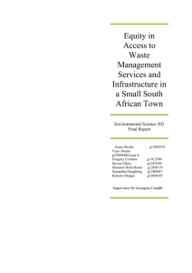 Equity in Access to Waste Management Services and Infrastructure
