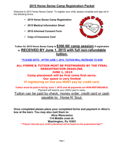 2015 Horse Sense Camp Registration Packet