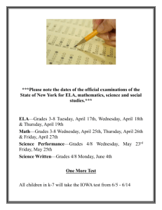 Official New York State Exam dates.