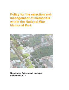 Policy for the management of Memorials within the National War