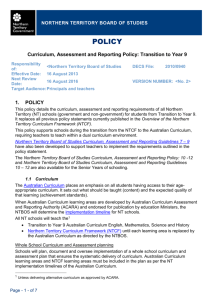 T-9 Curriculum Assessment Reporting Policy