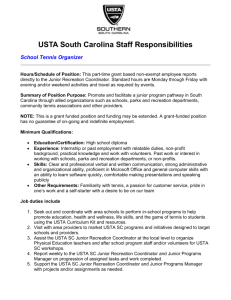 USTA South Carolina Staff Responsibilities