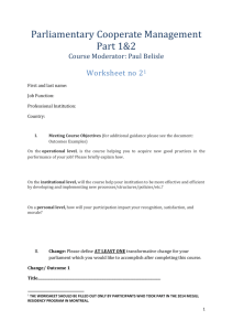 Parliamentary Cooperate Management Part 1&2 Course Worksheet