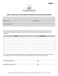 family visitation list and parent information guide acknowledgment