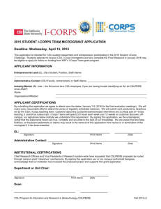 2015 STUDENT I-CORPS TEAM MICROGRANT APPLICATION