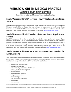 Merstow Green Medical Practice Winter 2015 Newsletter