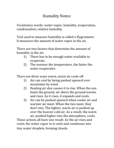 Humidity Notes: Vocabulary words: water vapor, humidity
