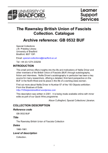 Rawnsley British Union of Fascists Collection, Special Collections