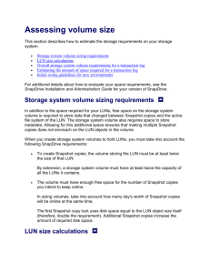 Storage system volume sizing requirements