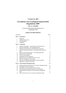 Greenhouse Gas Geological Sequestration Regulations 2009