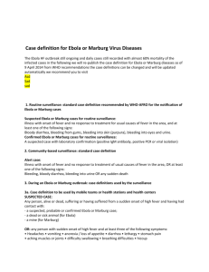 Case definition for Ebola or Marburg Virus Diseases