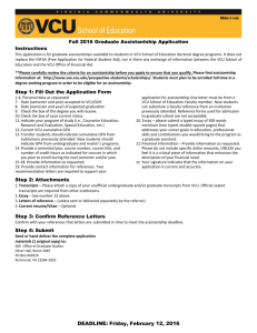 Fall 2016 Graduate Assistantship Application Instructions This