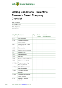 Listing Conditions Scientific Research Based Company Checklist