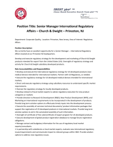Position Title: Senior Manager International Regulatory Affairs