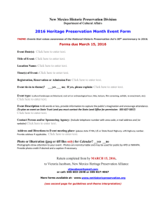 2016 Heritage Event Form - Historic Preservation Division