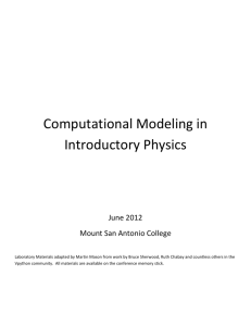 Computational Modeling in Introductory Physics Handout Update