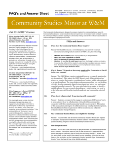 Community Studies Minor at W&M