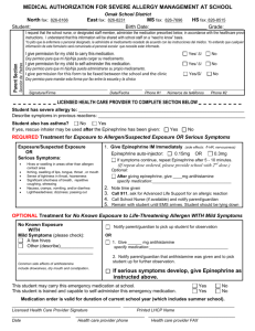 Anaphylaxis Medication Authorization and Treatment Order