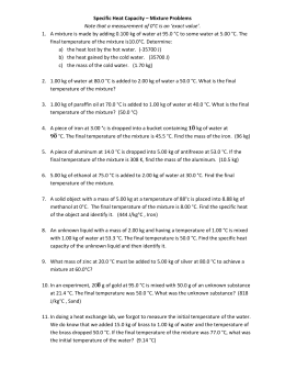 Worksheets Mixture Problems Worksheet specific heat capacity mixture problems worksheet