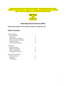 Food Safety GAP certification worksheet