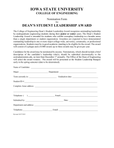Deans` Student Leadership Award - College of Engineering